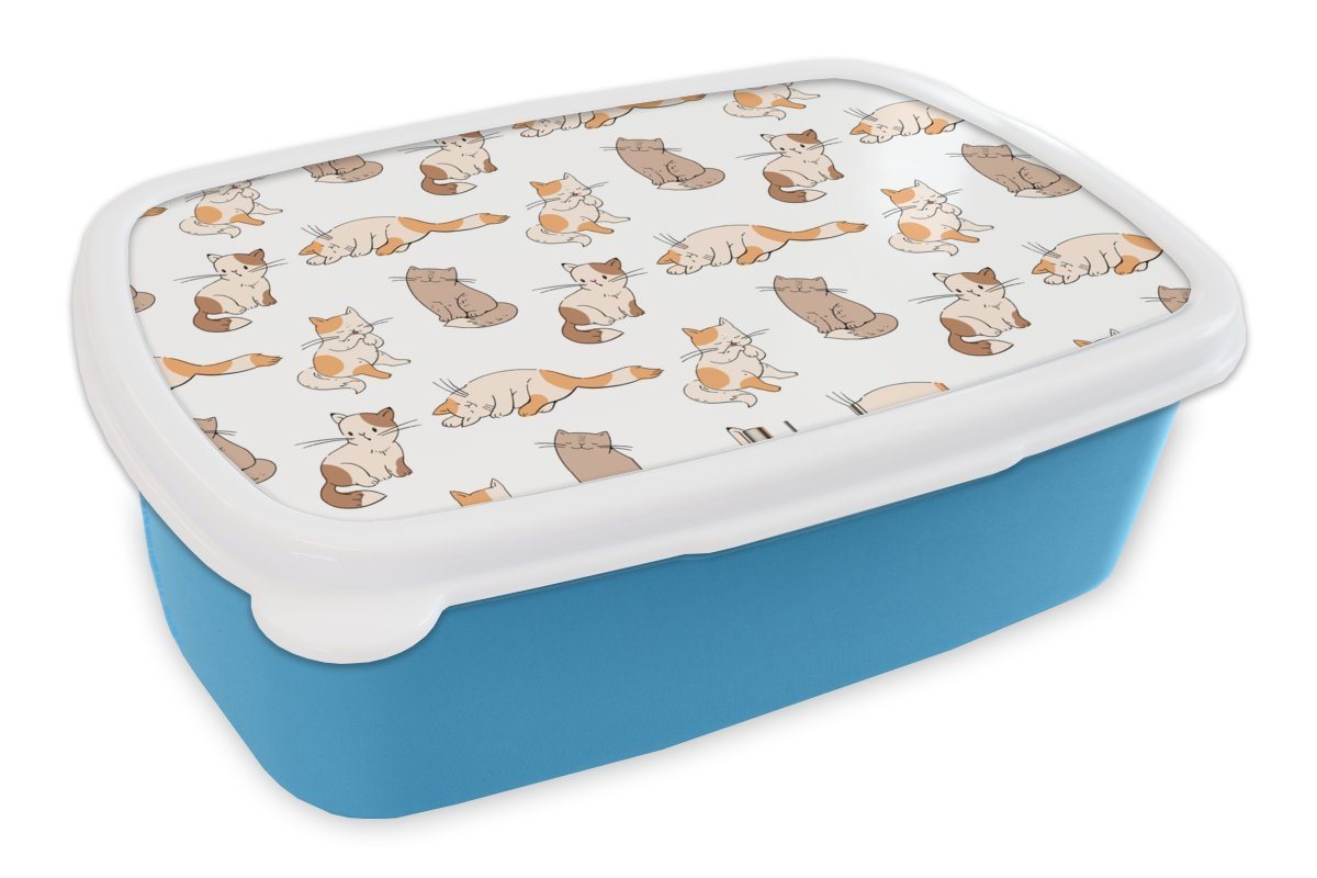 MuchoWow Lunchbox Muster - Katze - Kätzchen - Jungen - Mädchen - Kinder - Kinder, Kunststoff, (2-tlg), Brotdose für kindergarten, Vesperbox, Snackbox, Brotbox, Jungen von MuchoWow