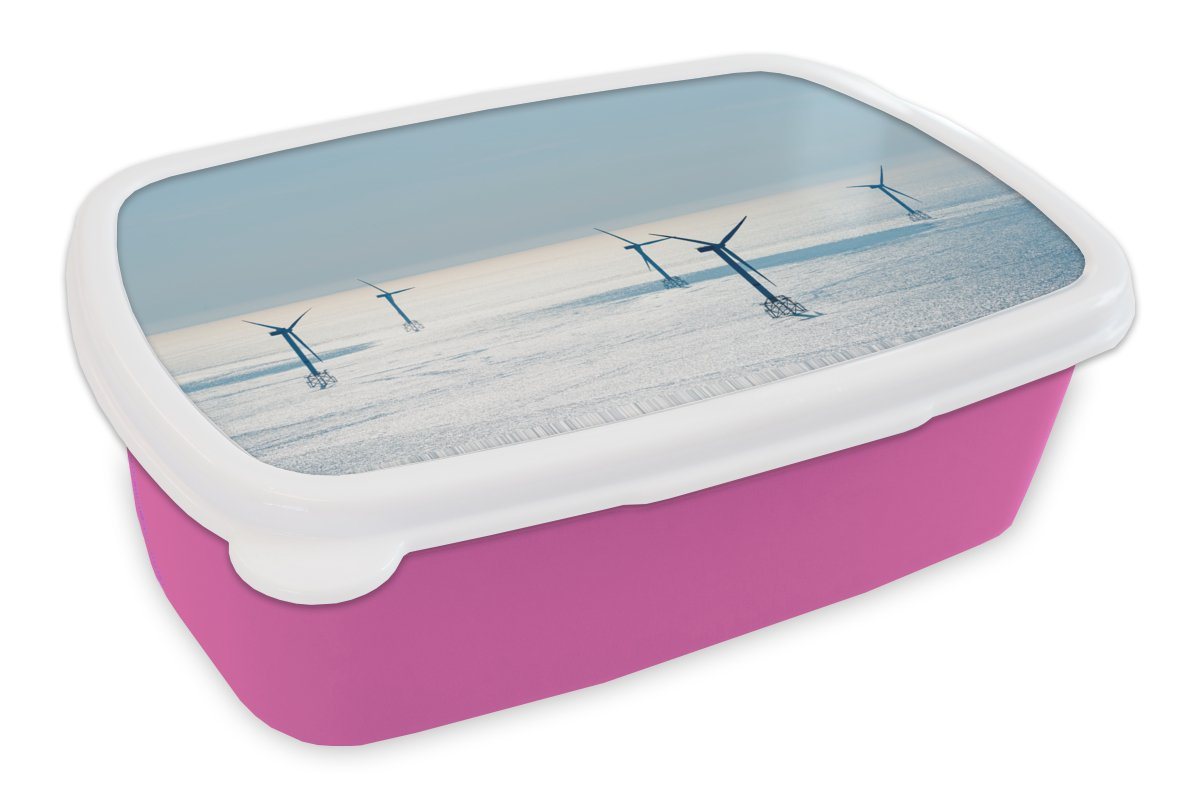 MuchoWow Lunchbox Nordsee - Windmühle - Sonne, Kunststoff, (2-tlg), Brotbox für Erwachsene, Brotdose Kinder, Snackbox, Mädchen, Kunststoff von MuchoWow