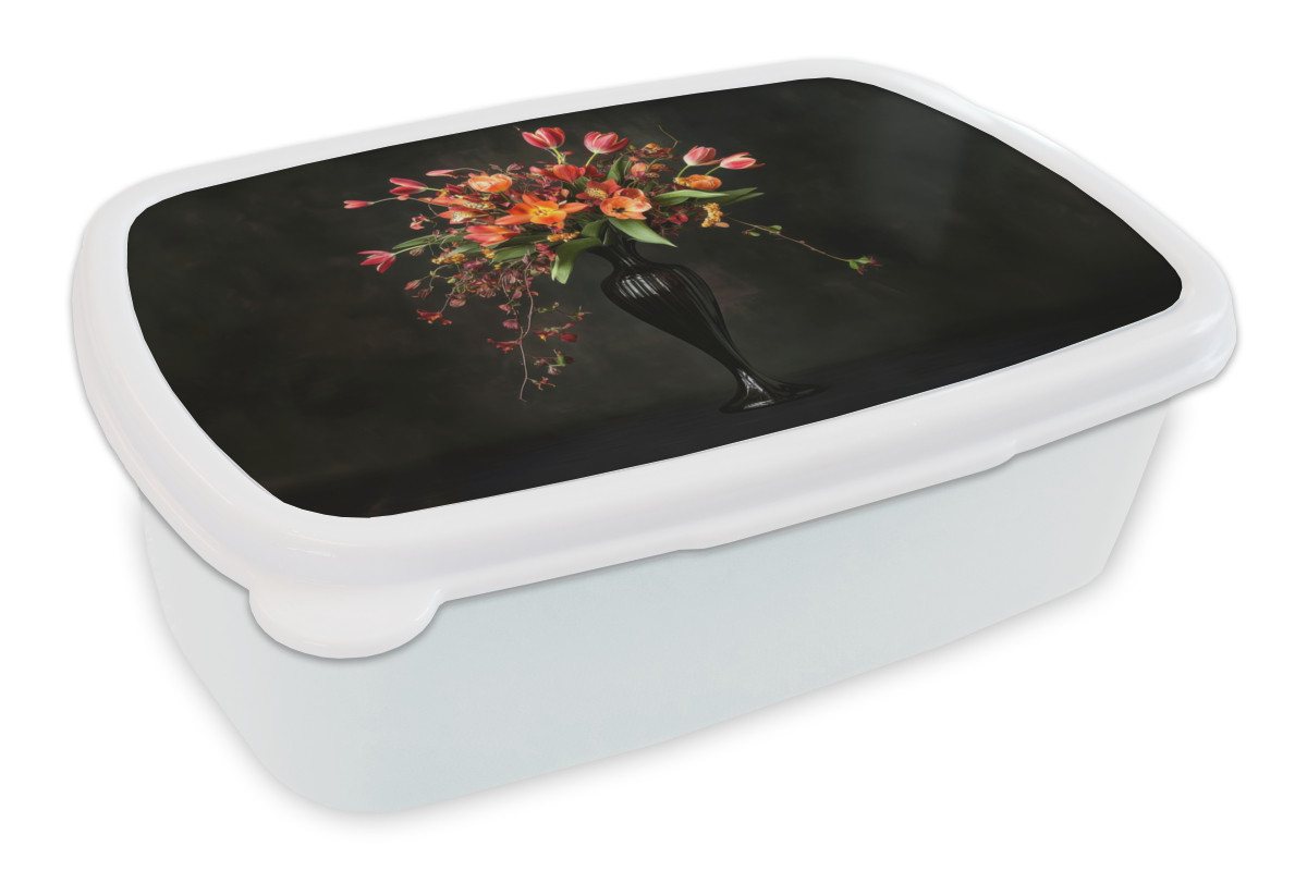 MuchoWow Lunchbox Ornamental - Blumenstrauß - Vase, Kunststoff, (2-tlg), Brotdose Schule oder Arbeit, Brotbox für Kinder und Erwachsene von MuchoWow