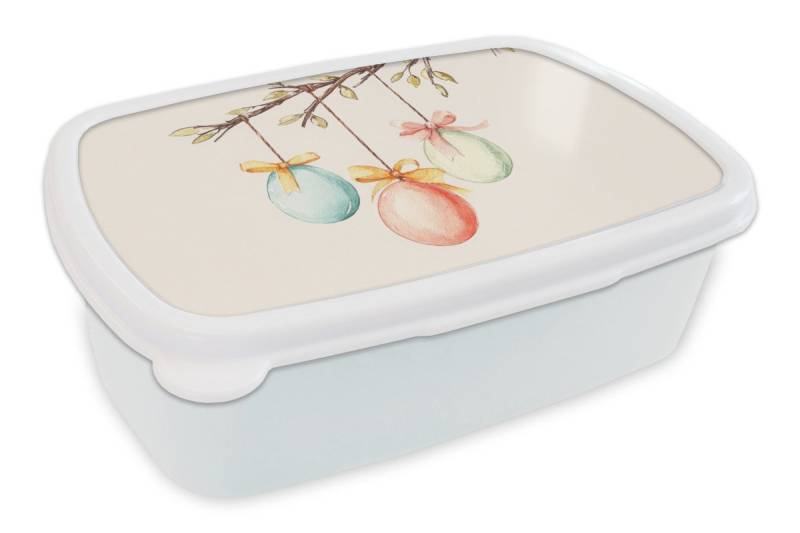 MuchoWow Lunchbox Osterkuchen - Schleife - Eier, Kunststoff, (2-tlg), Brotdose Schule oder Arbeit, Brotbox für Kinder und Erwachsene von MuchoWow