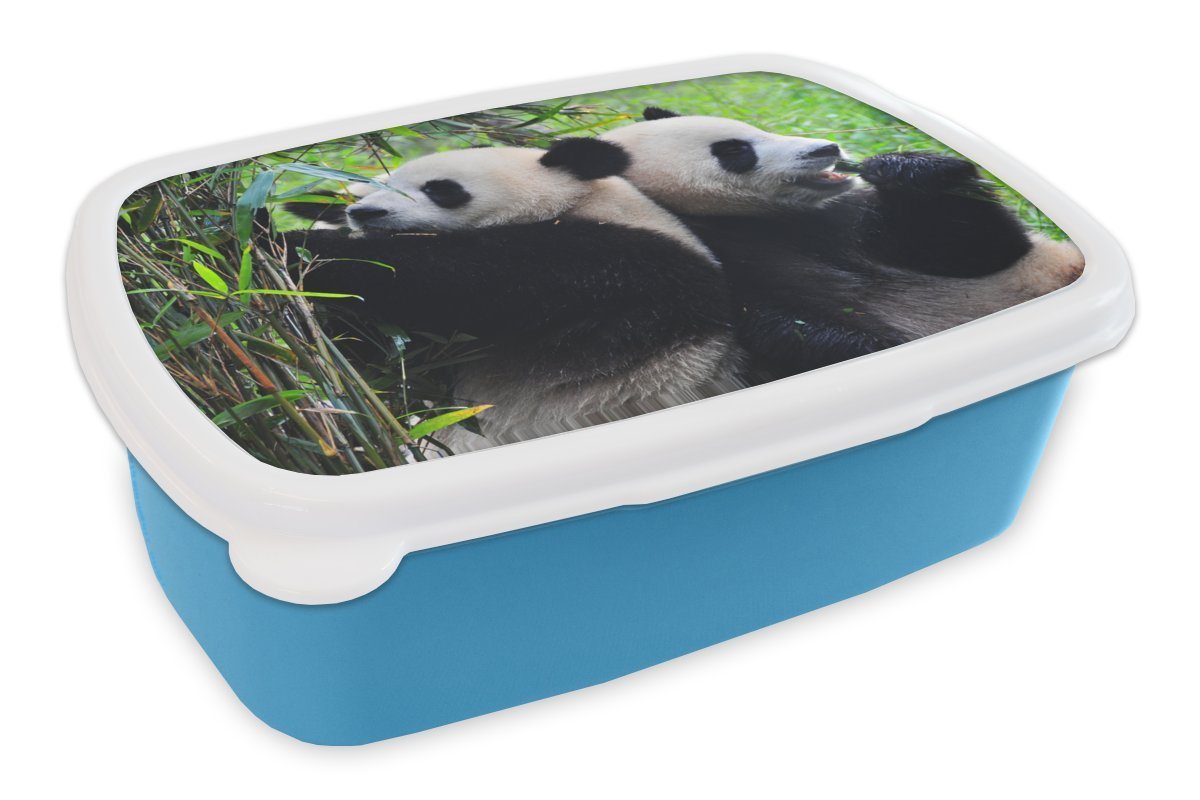 MuchoWow Lunchbox Panda - Bambus - Natur, Kunststoff, (2-tlg), Brotdose für kindergarten, Vesperbox, Snackbox, Brotbox, Jungen von MuchoWow