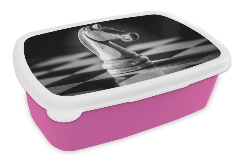 MuchoWow Lunchbox Pferd - Holz - Schautafel - Schwarz, Kunststoff, (2-tlg), Brotdosen, Lunch Box, Brotbox für Kinder und Erwachsene von MuchoWow