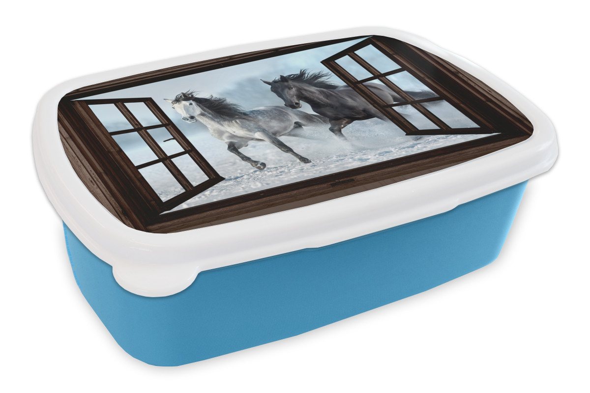 MuchoWow Lunchbox Pferde - Winter - Tiere - Natur - Durchblicken, Kunststoff, (2-tlg), Brotdose, Lunchbox, Brotbox für Kinder und Erwachsene MuchoWow Lunchbox Pferde - Winter - Tiere - Natur - Durchblicken, Kunststoff, (2-tlg), Brotdose, Lunchbox, Brotbox für Kinder und Erwachsene von MuchoWow