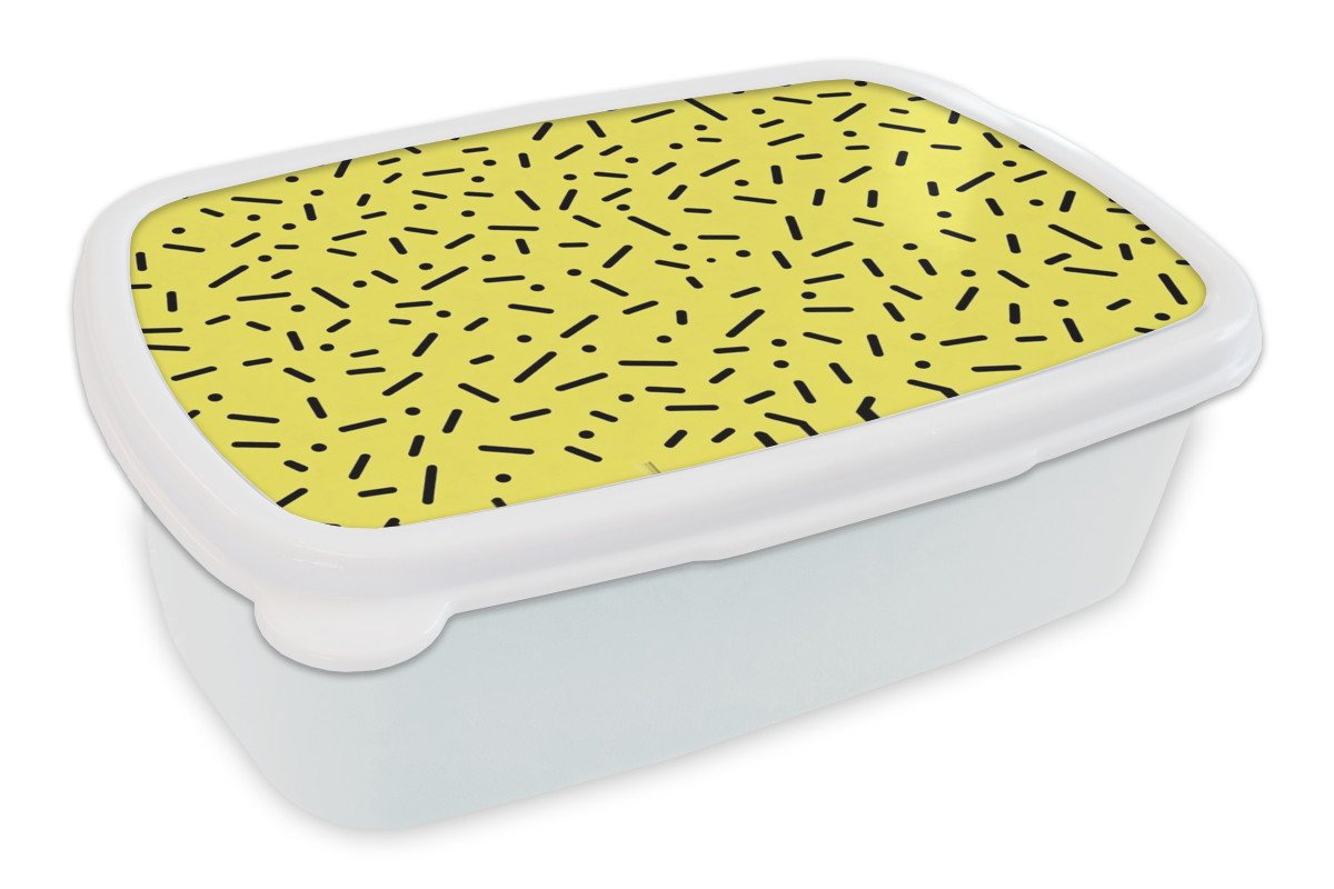 MuchoWow Lunchbox Punkte - Streifen - Gelb, Kunststoff, (2-tlg), Brotdose Schule oder Arbeit, Brotbox für Kinder und Erwachsene von MuchoWow