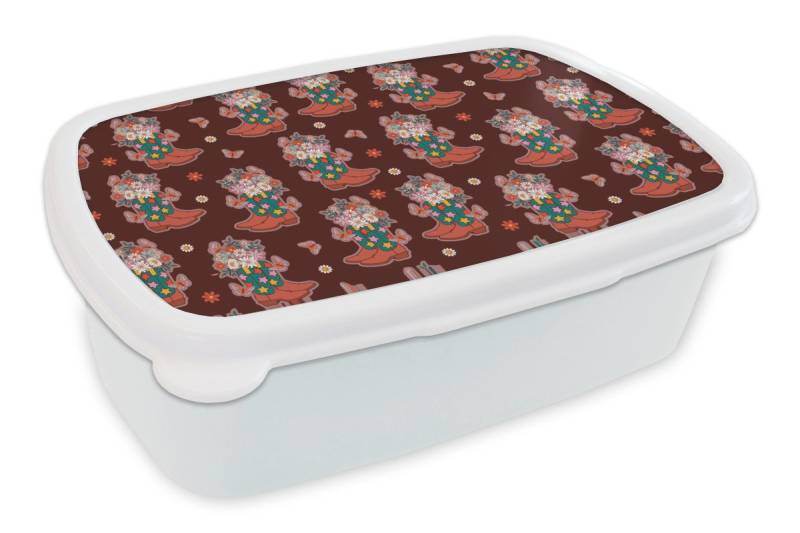 MuchoWow Lunchbox Retro - Disco - Stiefel - Blumen - Multi, Kunststoff, (2-tlg), Brotdose Schule oder Arbeit, Brotbox für Kinder und Erwachsene von MuchoWow