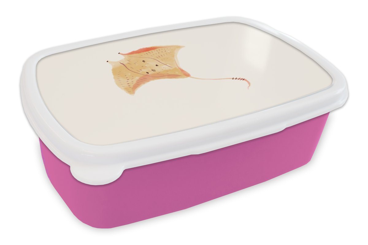 MuchoWow Lunchbox Rochen - Fisch - Aquarell, Kunststoff, (2-tlg), Brotbox für Erwachsene, Brotdose Kinder, Snackbox, Mädchen, Kunststoff von MuchoWow
