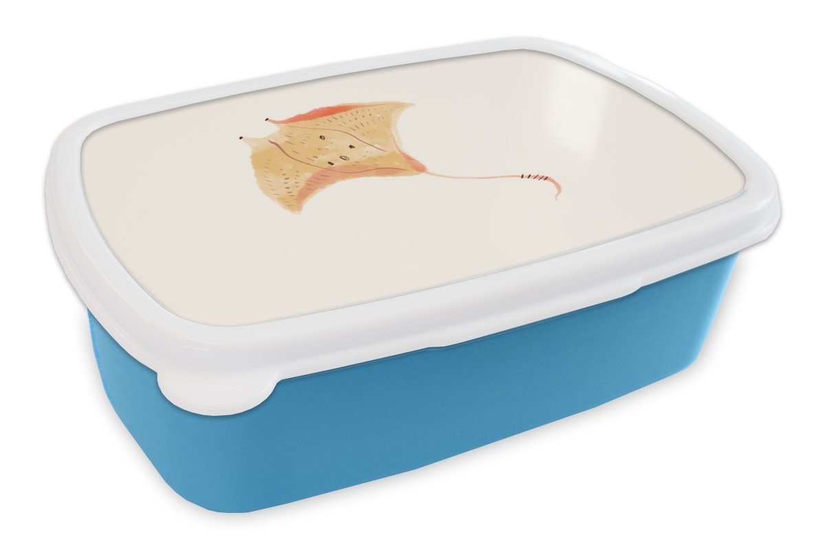 MuchoWow Lunchbox Rochen - Fisch - Aquarell, Kunststoff, (2-tlg), Brotdose für kindergarten, Vesperbox, Snackbox, Brotbox, Jungen von MuchoWow