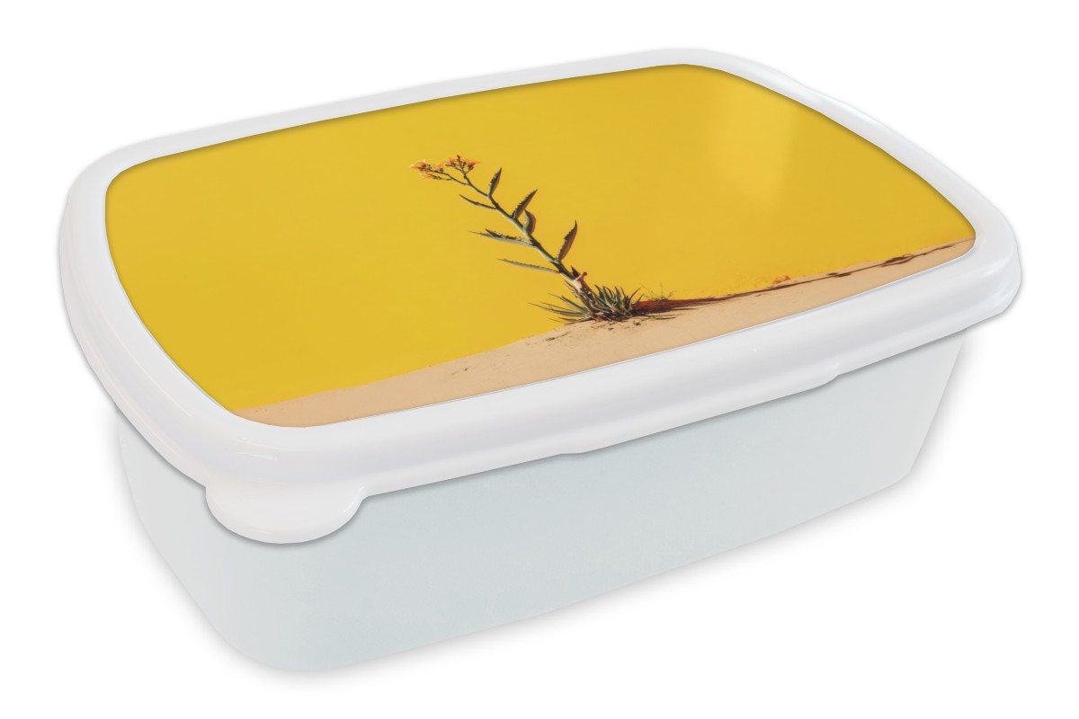 MuchoWow Lunchbox Sand - Pflanze - Gelb - Minimalistisch, Kunststoff, (2-tlg), Brotdose Schule oder Arbeit, Brotbox für Kinder und Erwachsene von MuchoWow