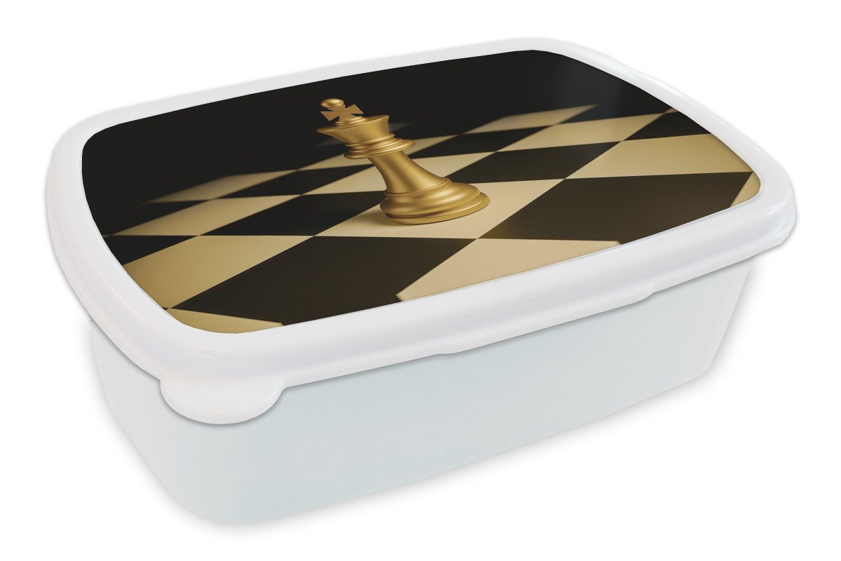 MuchoWow Lunchbox Schachfigur - König - Schachbrett - Blockiert, Kunststoff, (2-tlg), Brotdose Schule oder Arbeit, Brotbox für Kinder und Erwachsene von MuchoWow