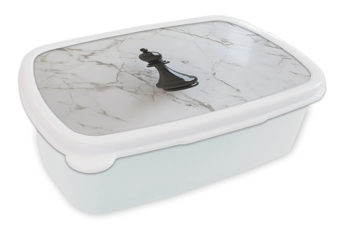 MuchoWow Lunchbox Schachfigur - Läufer - Schwarz - Marmor, Kunststoff, (2-tlg), Brotdose Schule oder Arbeit, Brotbox für Kinder und Erwachsene von MuchoWow