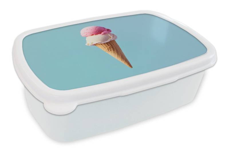 MuchoWow Lunchbox Schaufel Eiscreme - Kegel - Blau, Kunststoff, (2-tlg), Brotdose Schule oder Arbeit, Brotbox für Kinder und Erwachsene von MuchoWow