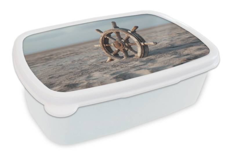 MuchoWow Lunchbox Schiffslenker - Holz - Braun - Sand, Kunststoff, (2-tlg), Brotdose Schule oder Arbeit, Brotbox für Kinder und Erwachsene von MuchoWow