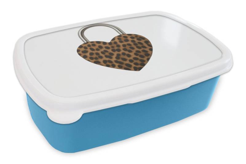 MuchoWow Lunchbox Schloss - Herzform - Braun - Pantherdruck, Kunststoff, (2-tlg), Brotdose, Lunchbox, Brotbox für Kinder und Erwachsene von MuchoWow