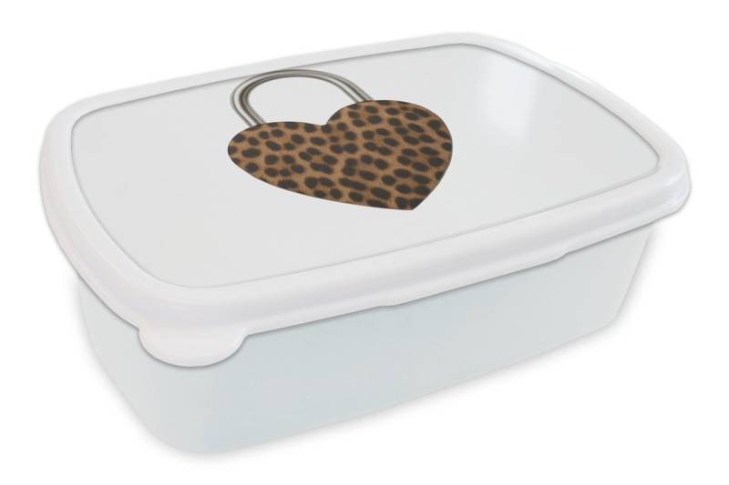 MuchoWow Lunchbox Schloss - Herzform - Braun - Pantherdruck, Kunststoff, (2-tlg), Brotdose Schule oder Arbeit, Brotbox für Kinder und Erwachsene von MuchoWow