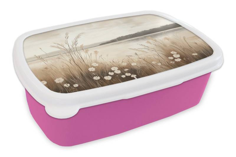 MuchoWow Lunchbox See - Wasser - Natur - Beige, Kunststoff, (2-tlg), Brotdosen, Lunch Box, Brotbox für Kinder und Erwachsene von MuchoWow