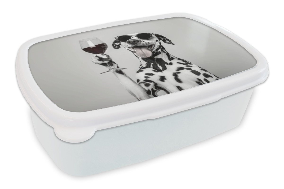 MuchoWow Lunchbox Sonnenbrille - Dalmatiner - Weinglas - Zunge, Kunststoff, (2-tlg), Brotdose Schule oder Arbeit, Brotbox für Kinder und Erwachsene von MuchoWow