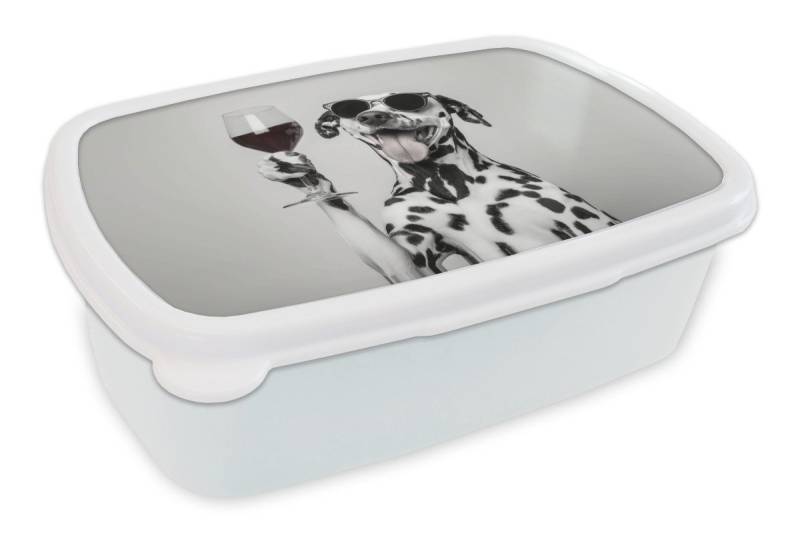 MuchoWow Lunchbox Sonnenbrille - Dalmatiner - Weinglas - Zunge, Kunststoff, (2-tlg), Brotdose Schule oder Arbeit, Brotbox für Kinder und Erwachsene von MuchoWow