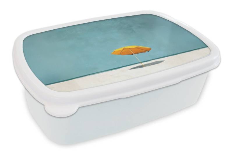 MuchoWow Lunchbox Sonnenschirm - Gelb - Strand - Meer, Kunststoff, (2-tlg), Brotdose Schule oder Arbeit, Brotbox für Kinder und Erwachsene von MuchoWow