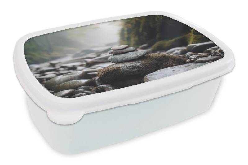 MuchoWow Lunchbox Steine - Stapel - Natur, Kunststoff, (2-tlg), Brotdose Schule oder Arbeit, Brotbox für Kinder und Erwachsene von MuchoWow