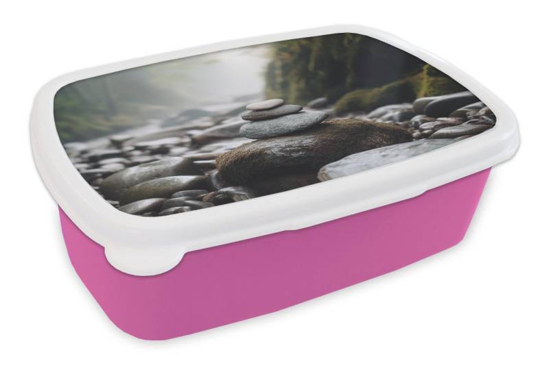 MuchoWow Lunchbox Steine - Stapel - Natur, Kunststoff, (2-tlg), Brotdosen, Lunch Box, Brotbox für Kinder und Erwachsene von MuchoWow