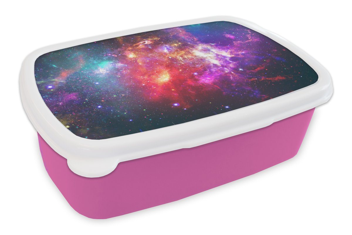 MuchoWow Lunchbox Sterne - Farben - Weltraum, Kunststoff, (2-tlg), Brotbox für Erwachsene, Brotdose Kinder, Snackbox, Mädchen, Kunststoff von MuchoWow