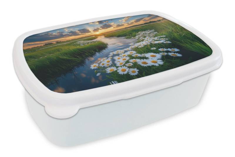 MuchoWow Lunchbox Strom - Landschaft - Gänseblümchen, Kunststoff, (2-tlg), Brotdose Schule oder Arbeit, Brotbox für Kinder und Erwachsene von MuchoWow