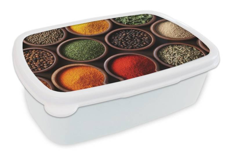 MuchoWow Lunchbox Tabletts - Holz - Kräuter - Farbenfroh, Kunststoff, (2-tlg), Brotdose Schule oder Arbeit, Brotbox für Kinder und Erwachsene von MuchoWow