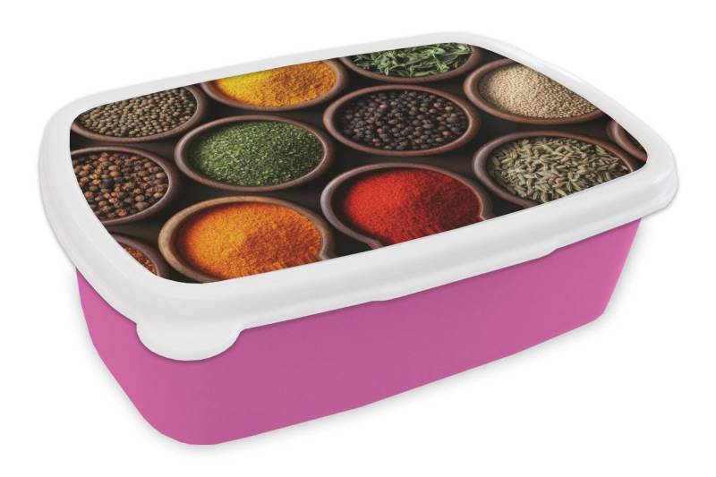 MuchoWow Lunchbox Tabletts - Holz - Kräuter - Farbenfroh, Kunststoff, (2-tlg), Brotdosen, Lunch Box, Brotbox für Kinder und Erwachsene von MuchoWow
