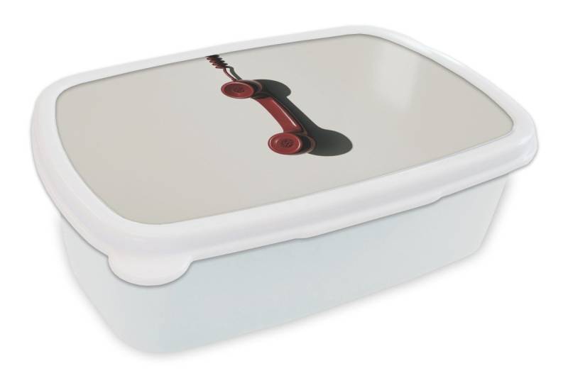 MuchoWow Lunchbox Telefon - Kabel - Rot - Minimalistisch, Kunststoff, (2-tlg), Brotdose Schule oder Arbeit, Brotbox für Kinder und Erwachsene von MuchoWow