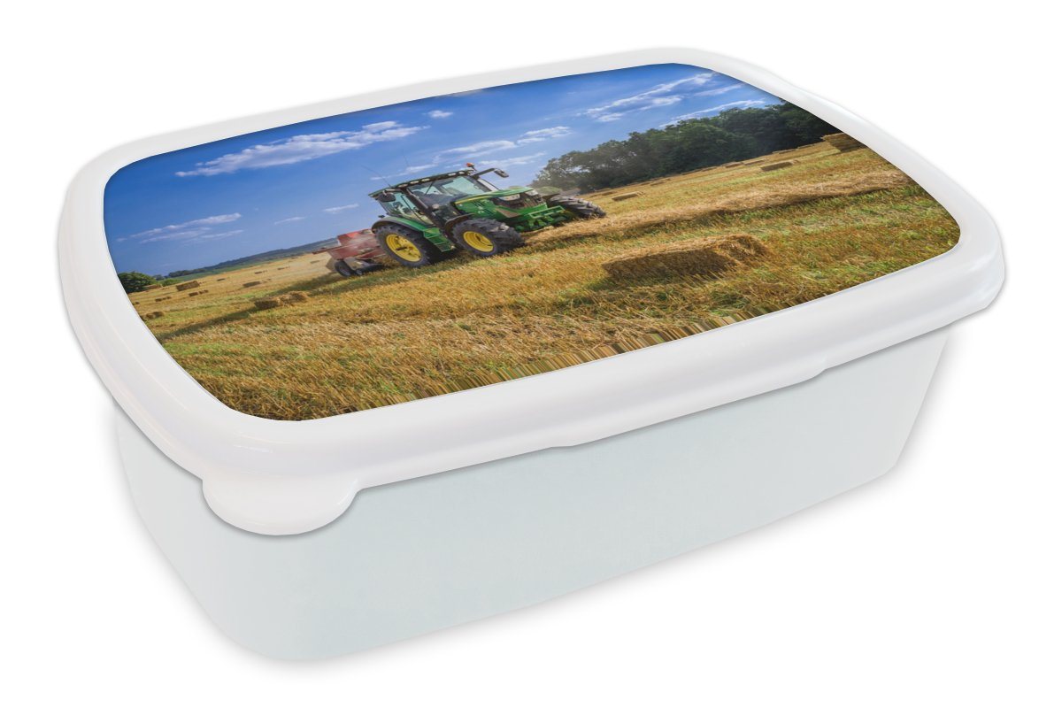 MuchoWow Lunchbox Traktor - Bauernhof - Heu - Feld - Sonne - Landleben, Kunststoff, (2-tlg), Brotbox für Kinder und Erwachsene, Brotdose, für Jungs und Mädchen von MuchoWow