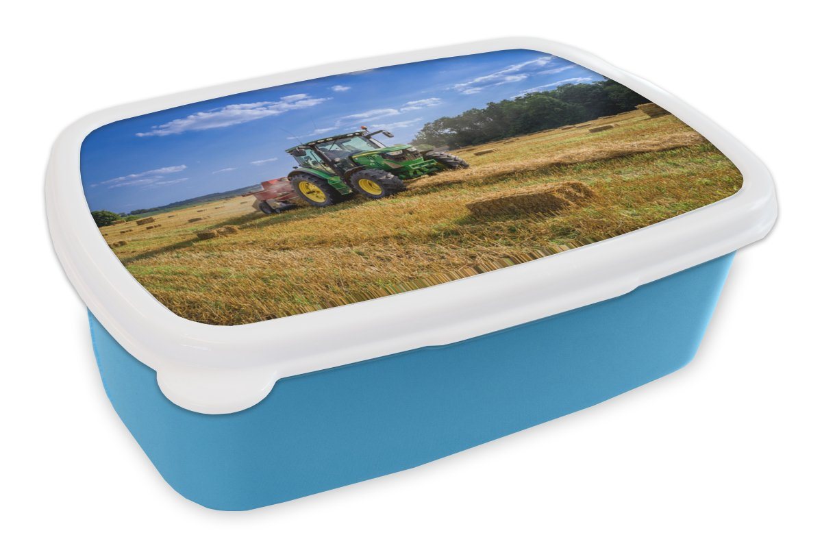 MuchoWow Lunchbox Traktor - Bauernhof - Heu - Feld - Sonne - Landleben, Kunststoff, (2-tlg), Brotdose für kindergarten, Vesperbox, Snackbox, Brotbox, Jungen von MuchoWow