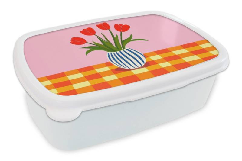MuchoWow Lunchbox Tulpen - Rosa - Vase, Kunststoff, (2-tlg), Brotdose Schule oder Arbeit, Brotbox für Kinder und Erwachsene von MuchoWow