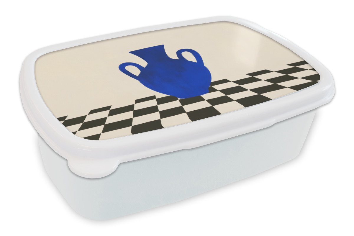 MuchoWow Lunchbox Vase - Blau - Blockiert - Modern, Kunststoff, (2-tlg), Brotdose Schule oder Arbeit, Brotbox für Kinder und Erwachsene von MuchoWow