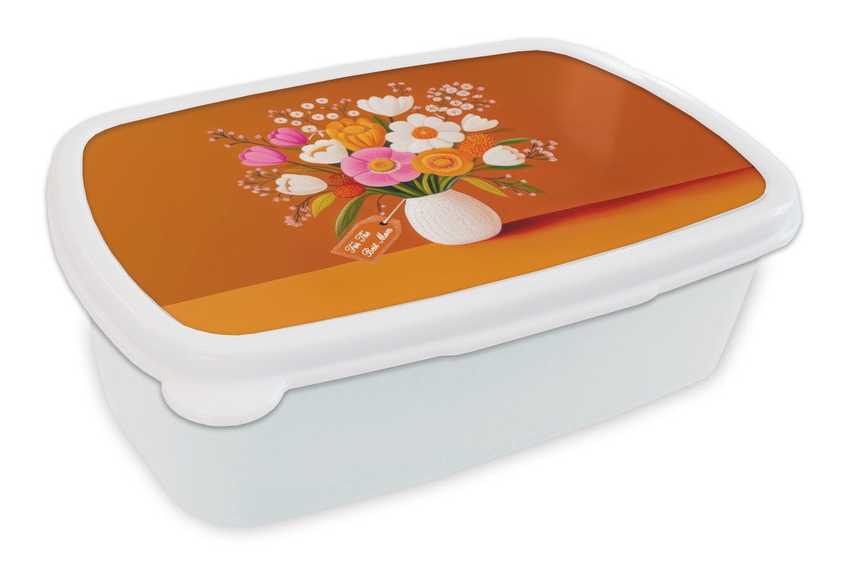 MuchoWow Lunchbox Vase - Blumen - Orange, Kunststoff, (2-tlg), Brotdose Schule oder Arbeit, Brotbox für Kinder und Erwachsene von MuchoWow