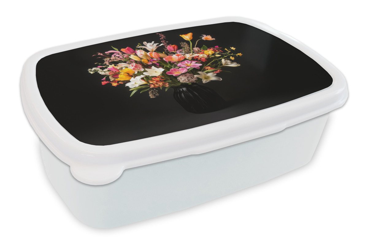 MuchoWow Lunchbox Vase - Blumen - Tulpen, Kunststoff, (2-tlg), Brotdose Schule oder Arbeit, Brotbox für Kinder und Erwachsene von MuchoWow