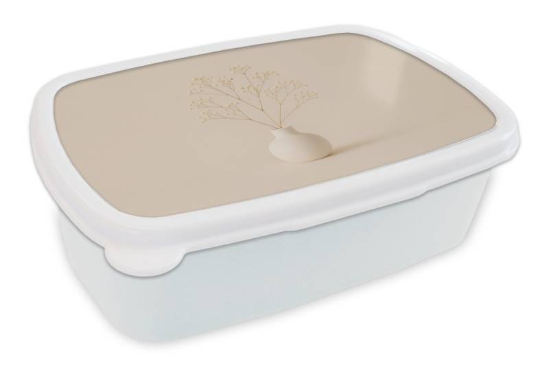 MuchoWow Lunchbox Vase - Zweige - Blumen - Weiß, Kunststoff, (2-tlg), Brotdose Schule oder Arbeit, Brotbox für Kinder und Erwachsene von MuchoWow