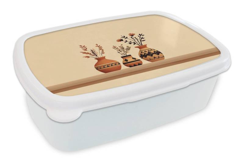MuchoWow Lunchbox Vasen - Blumen - Blätter - Minimalistisch, Kunststoff, (2-tlg), Brotdose Schule oder Arbeit, Brotbox für Kinder und Erwachsene von MuchoWow