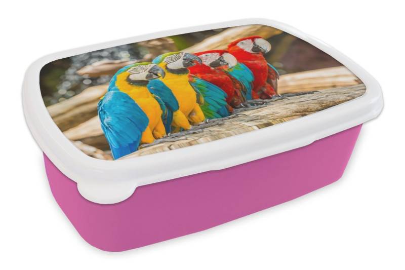 MuchoWow Lunchbox Vögel - Papagei - Tropisch - Natur, Kunststoff, (2-tlg), Brotdosen, Lunch Box, Brotbox für Kinder und Erwachsene von MuchoWow