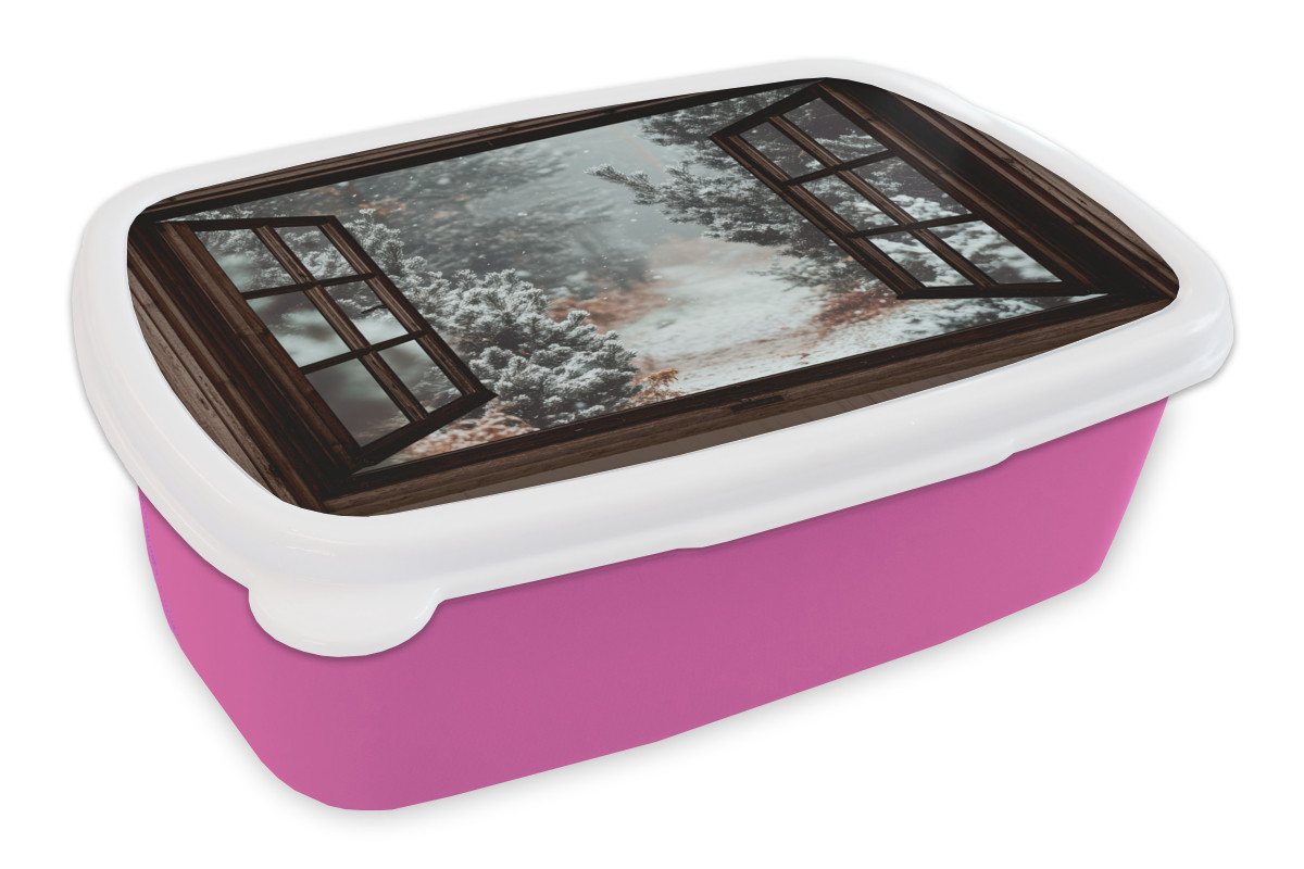 MuchoWow Lunchbox Wald - Winter - Bäume - Natur - Weg - Aussicht, Kunststoff, (2-tlg), Brotdosen, Lunch Box, Brotbox für Kinder und Erwachsene MuchoWow Lunchbox Wald - Winter - Bäume - Natur - Weg - Aussicht, Kunststoff, (2-tlg), Brotdosen, Lunch Box, Brotbox für Kinder und Erwachsene von MuchoWow