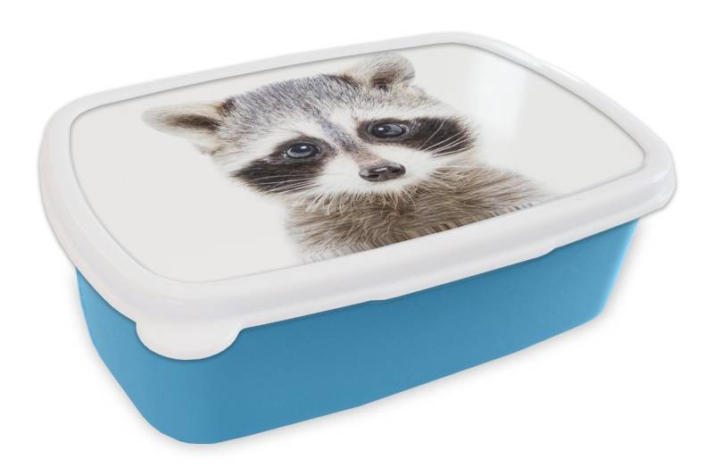 MuchoWow Lunchbox Waschbär - Tiere - Natur - Weiß, Kunststoff, (2-tlg), Brotdose, Lunchbox, Brotbox für Kinder und Erwachsene von MuchoWow
