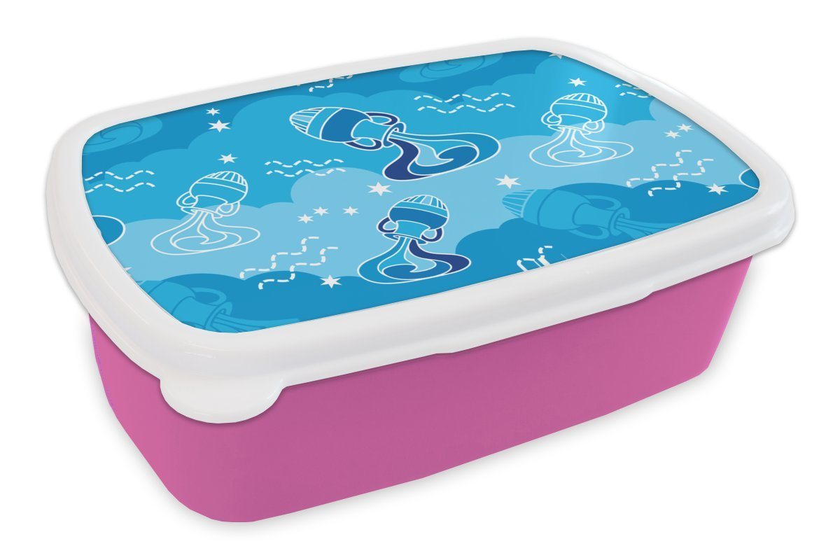 MuchoWow Lunchbox Wassermann - Design - Tierkreiszeichen, Kunststoff, (2-tlg), Brotbox für Erwachsene, Brotdose Kinder, Snackbox, Mädchen, Kunststoff von MuchoWow