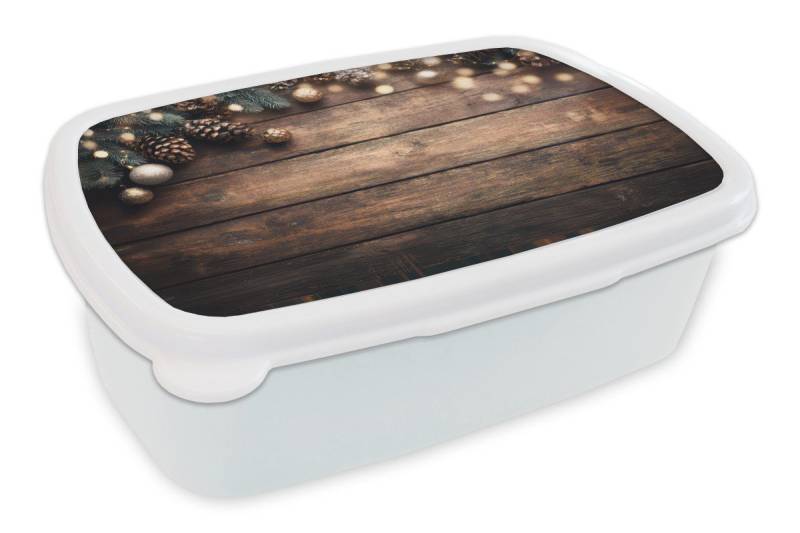 MuchoWow Lunchbox Weihnachtsdekoration - Holz - Tannenzapfen - Braun, Kunststoff, (2-tlg), Brotdose Schule oder Arbeit, Brotbox für Kinder und Erwachsene von MuchoWow