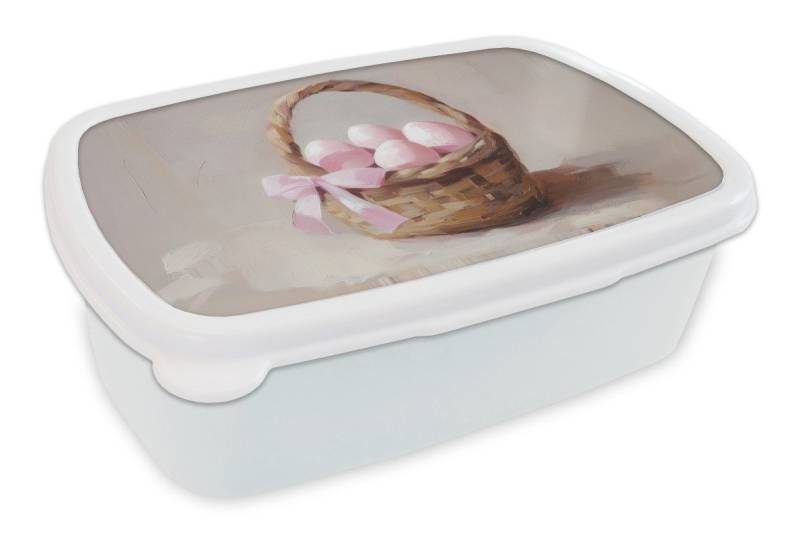 MuchoWow Lunchbox Korb - Eier - Rosa, Kunststoff, (2-tlg), Brotdose Schule oder Arbeit, Brotbox für Kinder und Erwachsene von MuchoWow