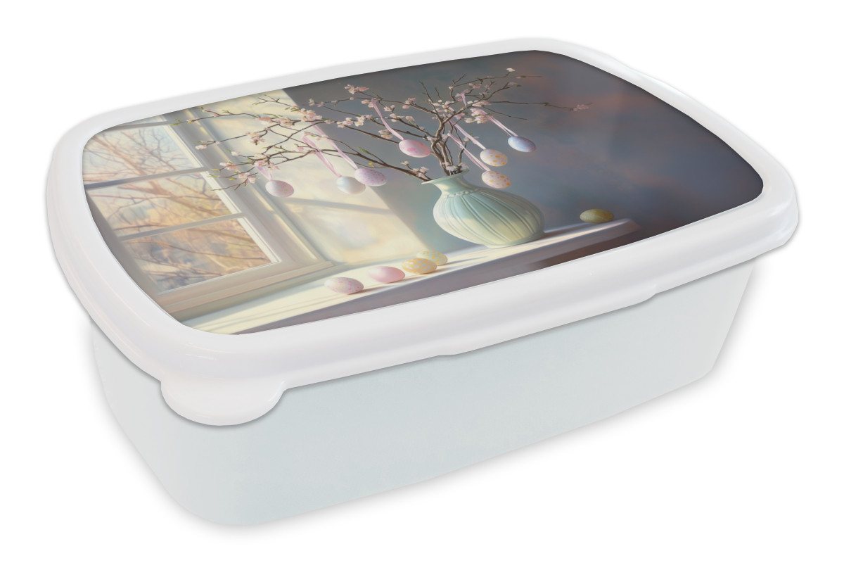 MuchoWow Lunchbox Stillleben - Vase - Osterzweig, Kunststoff, (2-tlg), Brotdose Schule oder Arbeit, Brotbox für Kinder und Erwachsene von MuchoWow