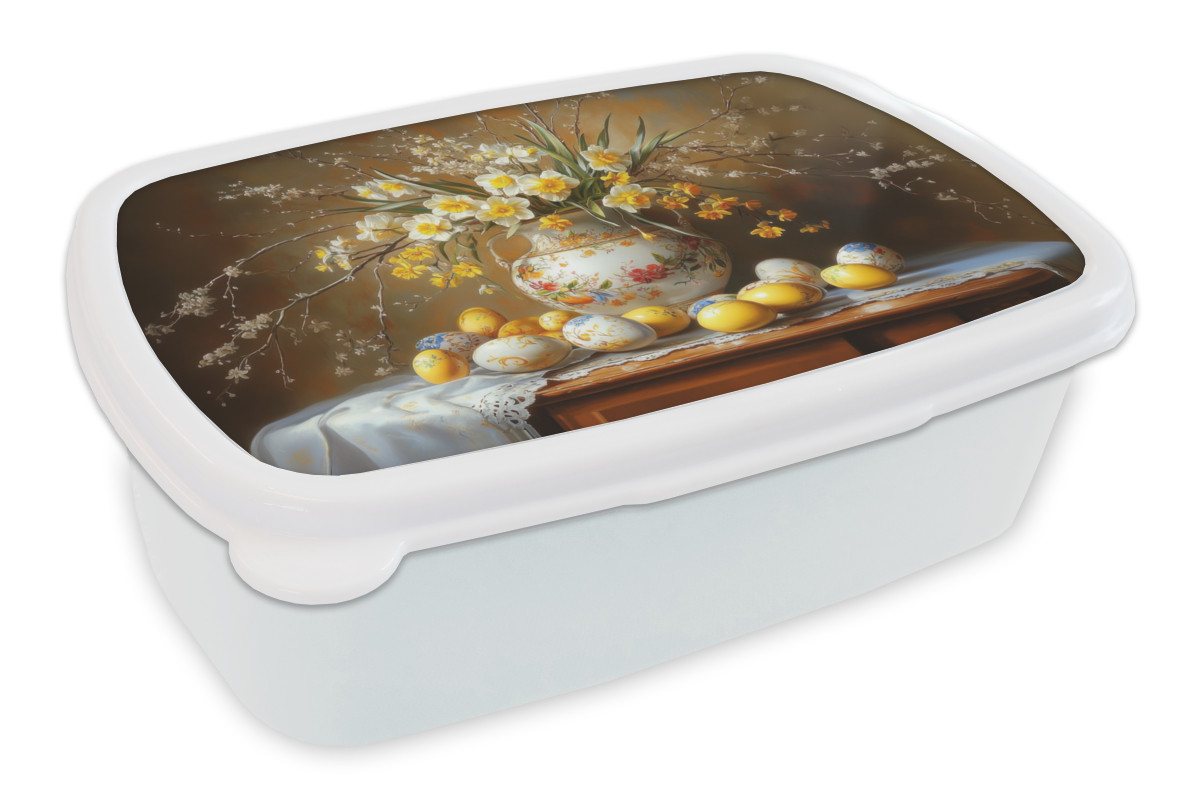 MuchoWow Lunchbox Ostereier - Stillleben - Vase, Kunststoff, (2-tlg), Brotdose Schule oder Arbeit, Brotbox für Kinder und Erwachsene von MuchoWow