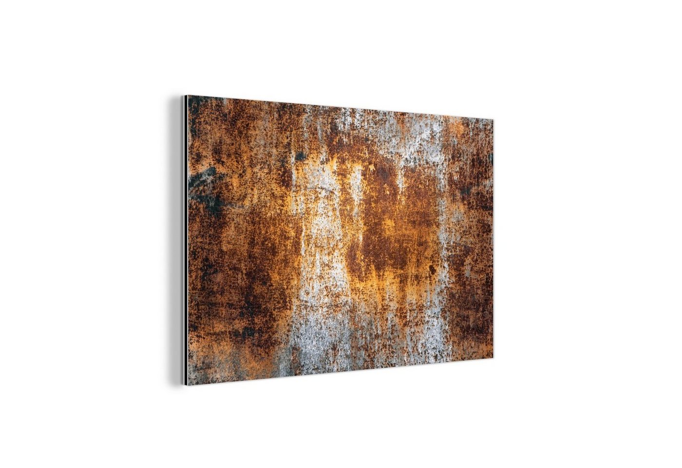 MuchoWow Metallbild Eisen - Rost - Silber, Inkl. Aufhängung, Wohnzimmer Dekoration aus Alu, Industrial, Metallbilder, 30x20 cm von MuchoWow