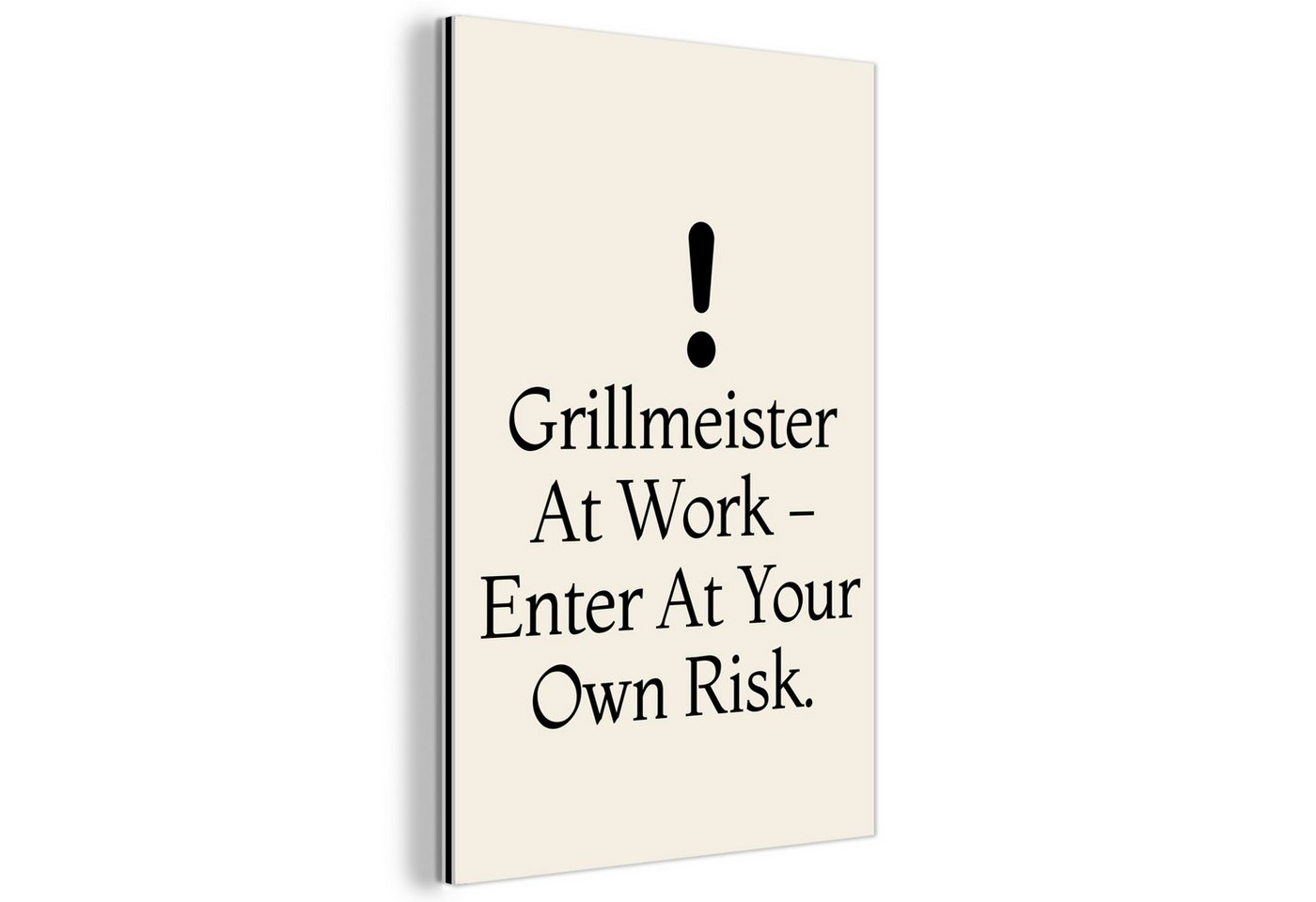 MuchoWow Metallbild Grill - Ausrufezeichen - Schwarz - Text, Inkl. Aufhängung, Alu-Dibond-Druck, Dekoration aus Metall, Aluminium deko, 20x30 cm von MuchoWow