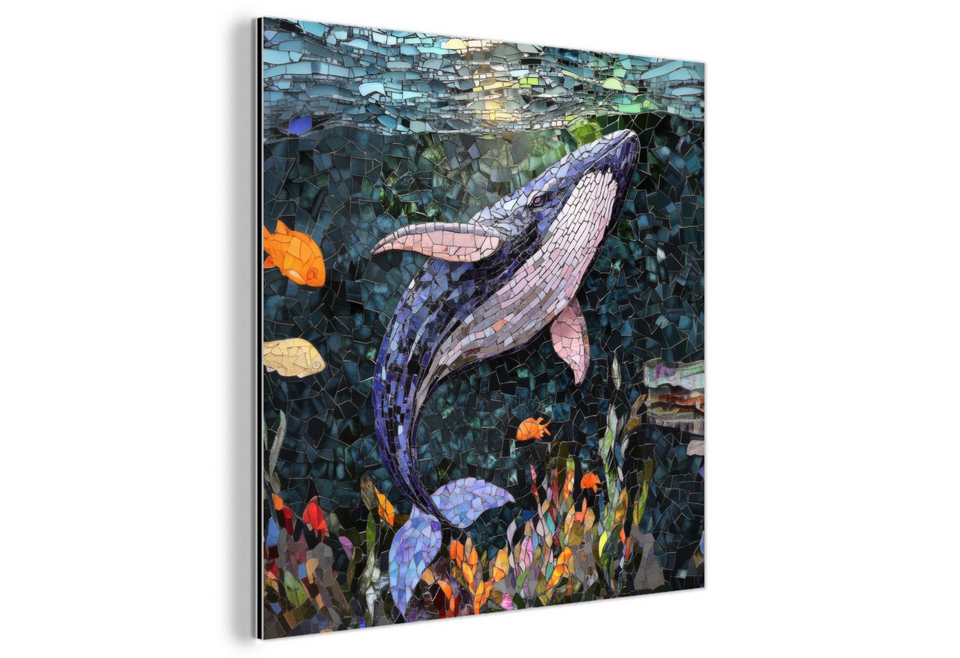 MuchoWow Metallbild Mosaik - Wal - Koralle - Wasser, Inkl. Aufhängung, Alu-Dibond-Druck, Wandbild aus Metall, Aluminium deko, 20x20 cm MuchoWow Metallbild Mosaik - Wal - Koralle - Wasser, Inkl. Aufhängung, Alu-Dibond-Druck, Wandbild aus Metall, Aluminium deko, 20x20 cm von MuchoWow