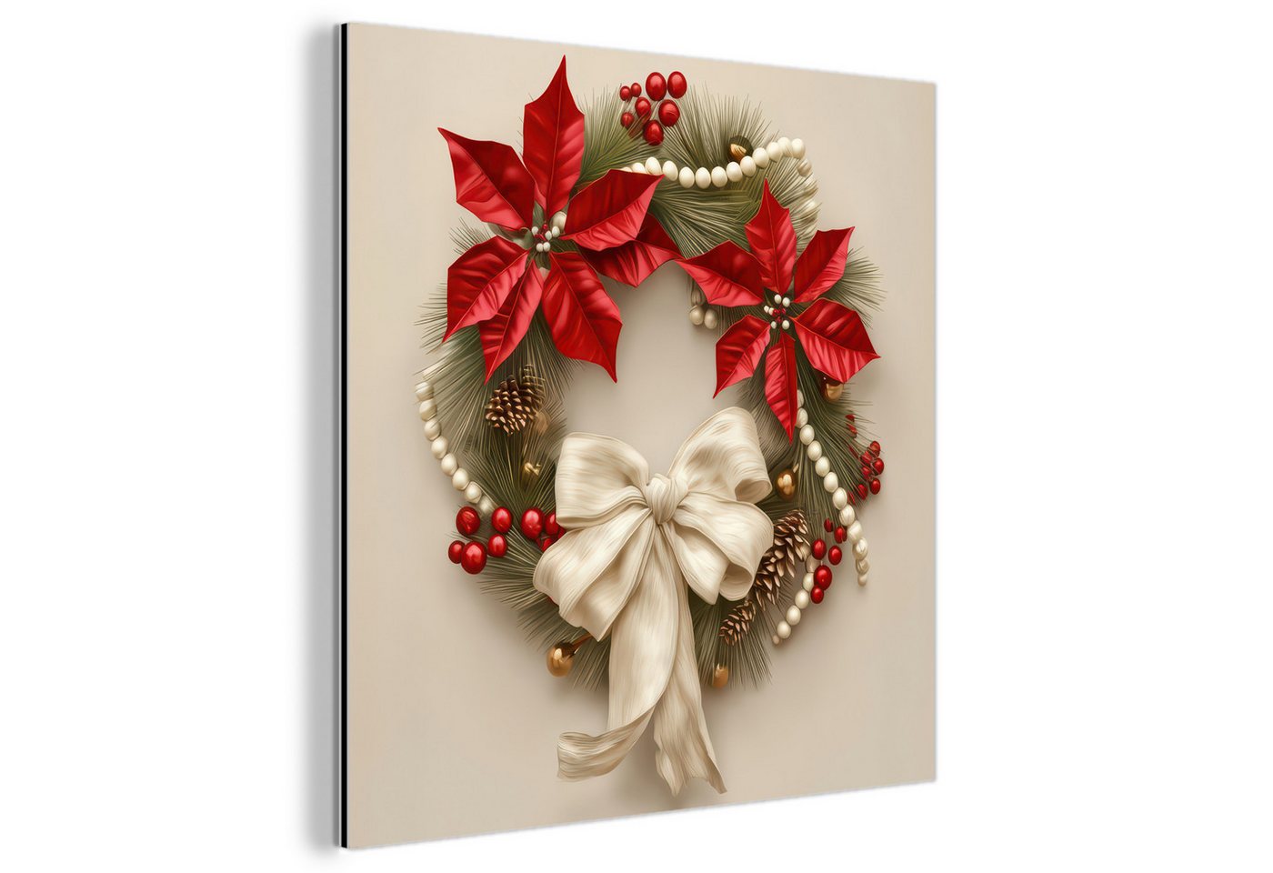 MuchoWow Metallbild Türkranz - Schleife - Weihnachten - Rot - Grün, Inkl. Aufhängung, Alu-Dibond-Druck, Wandbild aus Metall, Aluminium deko, 20x20 cm MuchoWow Metallbild Türkranz - Schleife - Weihnachten - Rot - Grün, Inkl. Aufhängung, Alu-Dibond-Druck, Wandbild aus Metall, Aluminium deko, 20x20 cm von MuchoWow