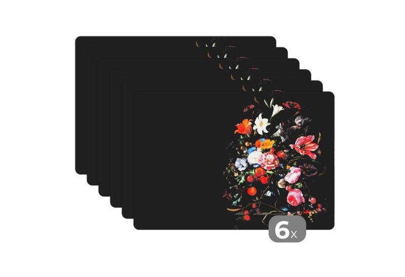 MuchoWow Platzset Alte Meister - Kunst - Vase mit Blumen - Jan Davidsz de Heem, (6-St), Platzsets, Tischset, Abwaschbar, Tischsets, Platzdeckchen von MuchoWow